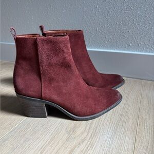 Lucky Brand Burgundy Suede Ankle Boots
